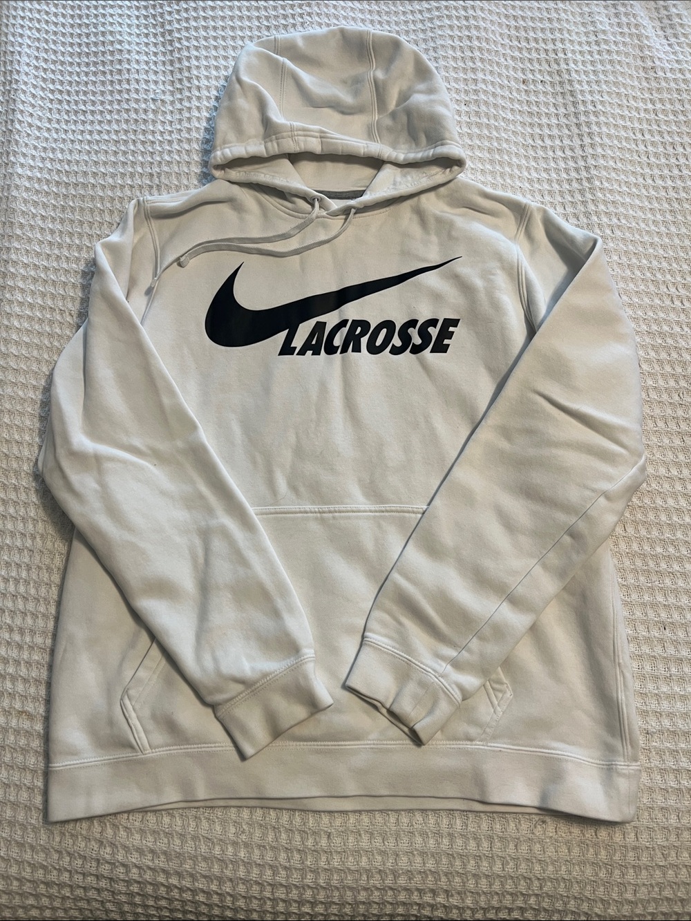 Nike Lacrosse Crewneck Hoodie - White with Black Logo